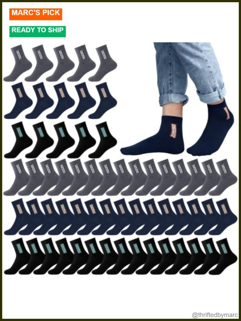 Men's Cotton Blend Crew Socks Athletic Moisture Wicking Bulk 60 Pairs